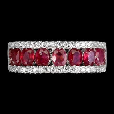 925 Sterling Silver Ring Oval Ruby Jewelry Simulated Cz Gemstone Jewelry 9 - Image 1 of 4