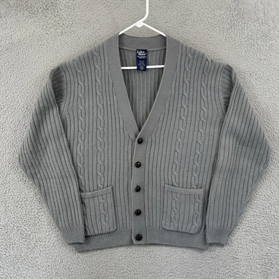 Cárdigan Suéter De Colección John Blair Para Hombre Gris Medio Suelto Cable Tejido Años 90 Botón Foto 1 de 4