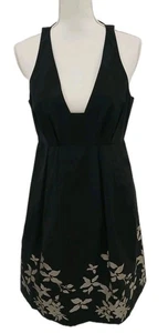 Tibi schwarz & bronze Blumendruck Cocktail/Party Kleid V-Ausschnitt US8 - Bild 1 von 8