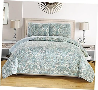  3 Piece Oversized Lightweight All-Season Paisley Design Quilt Set, King Size,  - Image 1 of 4