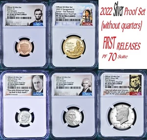 2022 US Mint 5 Coin Silver Proof SET Dime Cent Nickel $1 50c NGC PF70 FR - Picture 1 of 11