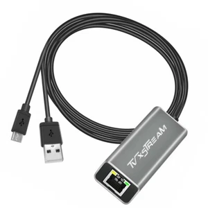 Ethernet Adapter (silver) for CHROMECAST, AMAZON FIRE TV Stick, 4K STICK ETC... - Afbeelding 1 van 6