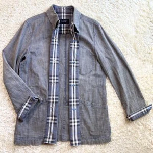 BURBERRY Nova Check Denim Shirt Jacket Size L Used - Picture 1 of 15