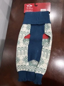 Pet Snowflake Knit Turtleneck Winter Sweater Blue Green White Size Small - Picture 1 of 3