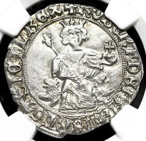 Italy 1309-43 Naples Silver Gigliato Robert D'Anjou MS61 NGC SUPER NICE - Picture 1 of 4