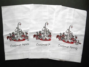 3 piezas MAÑANA DE NAVIDAD Decorado Árbol PERROS Cocina Plato Toalla Lino/Algodón - Imagen 1 de 4