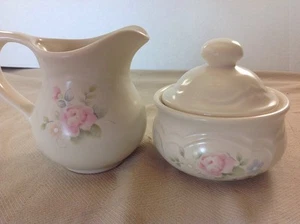 Pfaltzgraff TEA ROSE USA Sugar Bowl / Dish & Creamer/ Small Pitcher - Picture 1 of 7