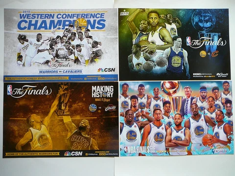 4 Golden State Warriors Authentic Fan Posters-2015, 2016, 2017, 2018 The Finals Cover