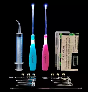 Upgraded 2 Lighted Tonsil Stone Remove Tool Tonsillolith Pick + Irrigation Clean - Picture 1 of 12
