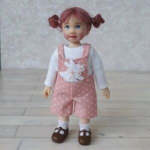 Dollhouse Miniature OOAK Girl Doll in Pink 1/12th scale Poseable by Emily Chan