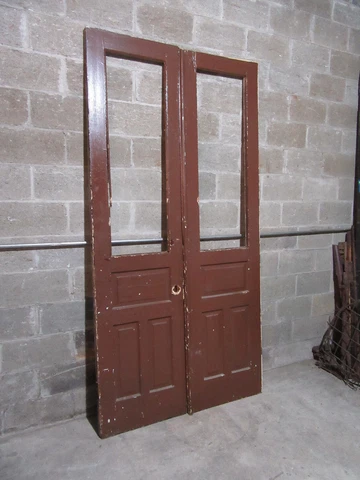 ~ ANTIQUE DOUBLE ENTRANCE FRENCH DOORS MAPLE? ~ 48 X 95 ~ ARCHITECTURAL SALVAGE Cover
