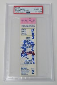 Steve Avery BRAVES Signed Autograph 1992 NLCS Ticket Game 2 10-7-92 PSA 10 Auto