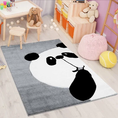 Kinderteppich Bueno Tiermotiv Panda Bär Grau Flachflor Modern Kinderzimmer - Bild 1 von 4