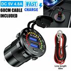 Dual USB 4 8A Car Charger with LED Voltmeter Power Socket for Vehicles