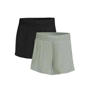 2Pk Athletic Works Active Running Shorts Girls XXL (18) Black/Green Polyester - Picture 1 of 5