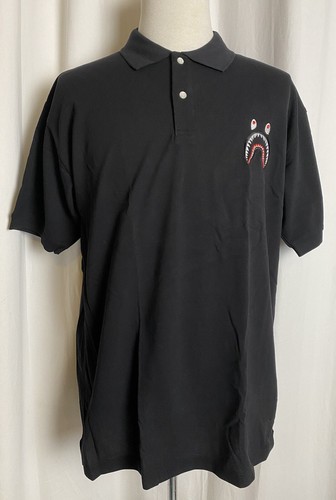 A BATHING APE (BAPE) Camicia abito da bagno scimmia Bape squalo cucito colletto nero XXL esclusiva Giappone