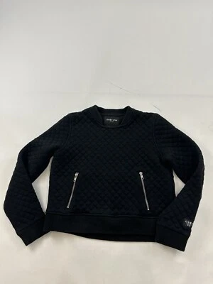 Obey 卫衣女式小号黑色圆领套衫绗缝女士口袋 — 第 1/4 张图片