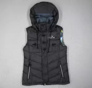 Volcom Vest Women Extra Small Black Down Cecily Full Zip Hooded Puffer Snowboard - Picture 1 of 8