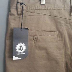 Volcom Mens Shorts Frickin Modern Fit Stretch Chino Khaki Tan Brown Size 38 NWT - Picture 1 of 7