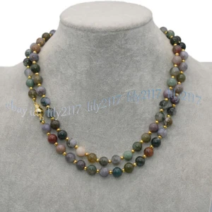 Collar de piedras preciosas multicolor de ónix ágata de 8 mm India 16-48 pulgadas - Imagen 1 de 20