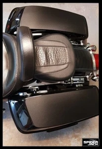 Black carbon hard bag lid covers Fits 1994-2013 Harley-Davidson®Touring hard bag - Picture 1 of 10