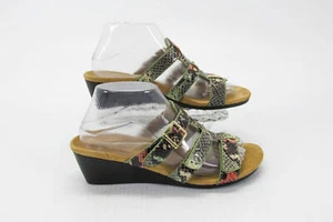 Vionic Women Sandal Radia Size 8M Snake Print Wedge Heel Slide Shoe Pre Owned vq - Picture 1 of 12