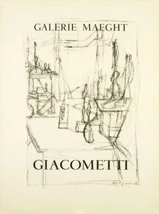 Alberto Giacometti Original Lithograph Poster Galerie Maeght Expo 1951 - Imagen 1 de 2