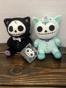 Furrybones Voodoo Kitten Teal Unicorn Plush Set Of 2 Undead Small Stuffed Animal - Picture 1 of 9