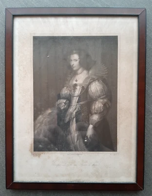 A. van Dyk Gräfin Louise von Thurn und Taxis Stahlstich Gemälde Bild gerahmt - Bild 1 von 4