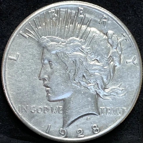 1928 - P PEACE SILVER DOLLAR RARE XF DETAILS KEY DATE COIN MINTAGE 360,649 Cover