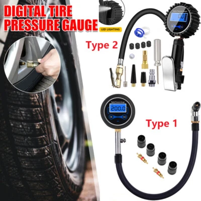200PSI LCD Digital Tyre Inflator Car Motorcycle Air Pressure Tire Gauge Pro Kit - image 1 of 4
