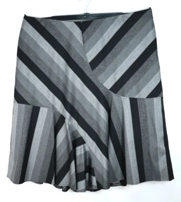NYCARD женщин полиэстер вискоза трапециевидная юбка с подкладкой в полоску черный серый размер 22 - Изображение 1 из 4