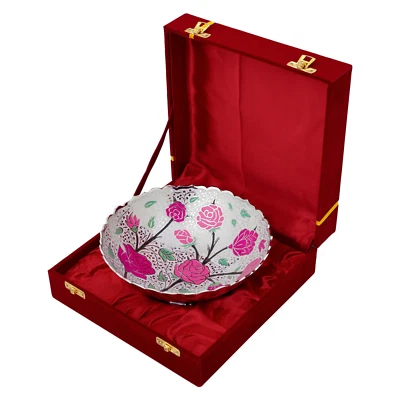 Tigela decorativa branca para mesa de jantar peça central metal peça para casa caixa de presente - Imagem 1 de 4