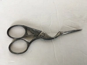 Vintage, Heron Crane Stork Bird Sewing Embroidery Silver Tone Scissors Germany - Picture 1 of 4