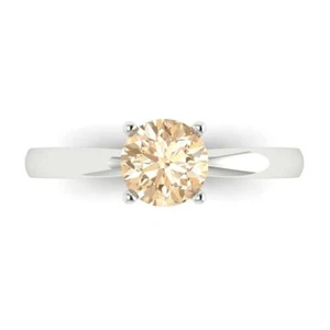 1Ct Round Cut Natural Morganite 4-Prong Solitaire Engagement Ring 14K White Gold - Picture 1 of 11