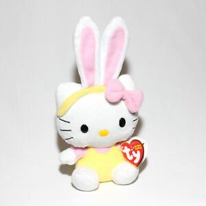 Ty Original Beanie Babies Hello Kitty Yellow and Pink Easter Bunny Ears
