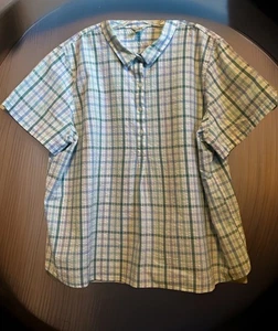 LL Bean Hemd Vacationland Seersucker Damen Gr. 3X Short-SL Popover kariert Preppy - Bild 1 von 11
