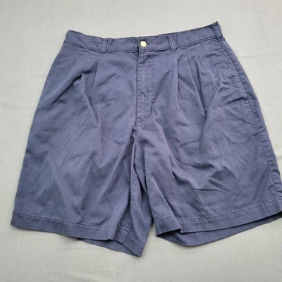Pantalones Cortos Bugle Boy Para Hombre Talla 34 Chino de tiro alto 7.5" Entrepierna Cremallera Plisada Sarga Azul Foto 1 de 4