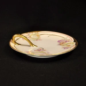 Royal Rudolstadt Beyer Bock Windeltablett Zitronenschale Floral Lila Gold 1905-1929 - Bild 1 von 9