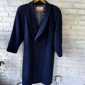Pendleton Long Coat Womens 16 Navy Wool Double Breasted Shawl Collar Made in USA - Picture 1 of 11