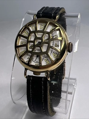 Rolled Gold Manual Wind Trench Watch w/ Shrapnel Guard Rotary Logo on Movement - image 1 of 4
