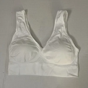 Sports Bra Size Extra Large XL Stretch Removable Molded Cups White Wireless - Picture 1 of 3