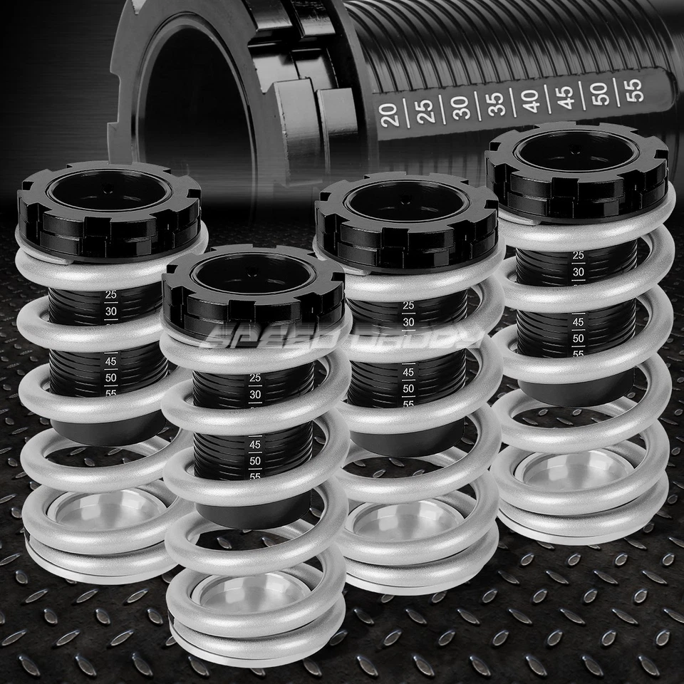 PARA 88-00 CIVIC EG EK/DC DESCENSO PERCHA NEGRA SUSPENSIÓN COILOVER RESORTE PLATEADO Foto 1 de 4