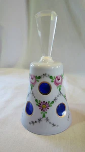 Moser Bohemian Czech Glass White Cut To Cobalt Blue Bell - Picture 1 of 6