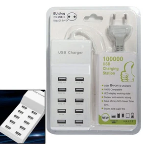 Adaptador doble USB para teléfonos de pared tabletas red 10 pines enchufe cargador 10 puertos - Imagen 1 de 13