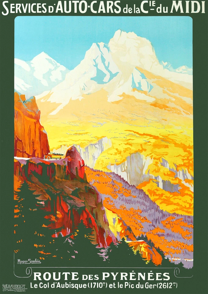 MESIDÉESDECADEAUX Affiche chemin de fer Midi - Route des Pyrénées 2