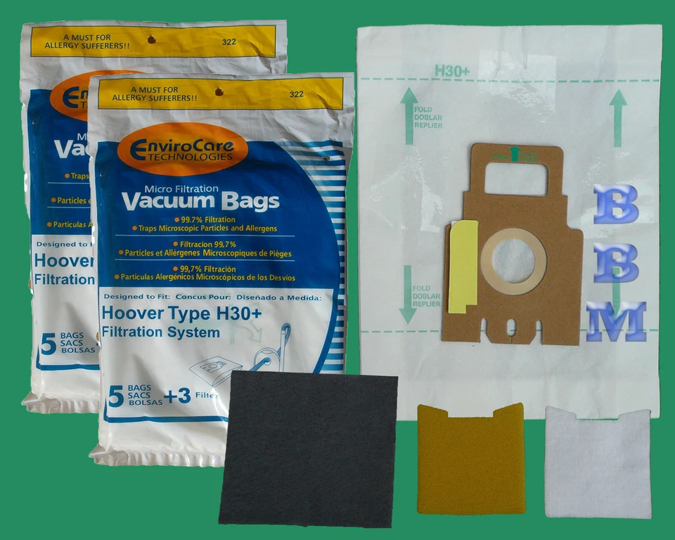 10 Hoover H30 Bags + Filters Tank Vacuum Cleaner Allergy 40101001 Telios Arianne - Image 1 of 1