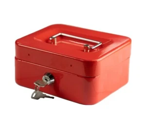 Caja de efectivo de metal sólido de 10" depósito bancario de dinero acero seguridad pequeña cerradura con llave - Imagen 1 de 4