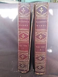 Antique, Dickens's Works, 1866, Set of 2, Hard Times, Hurd & Houghton - Used - Foto 1 di 9