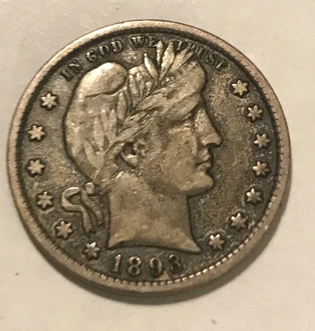 1893 Barber quarter,  VF/ XF, Better date and grade Cover